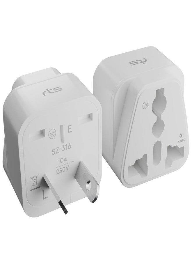 rts India to Australia China New Zealand Adapter Plug Converter International Universal Travel Adapter for Smartphones Cell Phones Laptop Camera iPhone Tablets Chargers & More (3 Pack) White (2 PIN) - Image 1